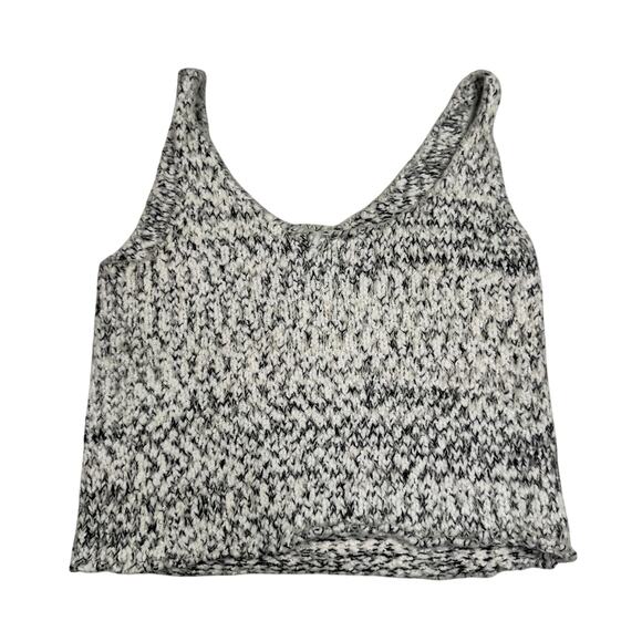 Bella Luxx Cropped Marled Knit Tank Top Black White Women's Small Minimalist - Picture 2 of 12